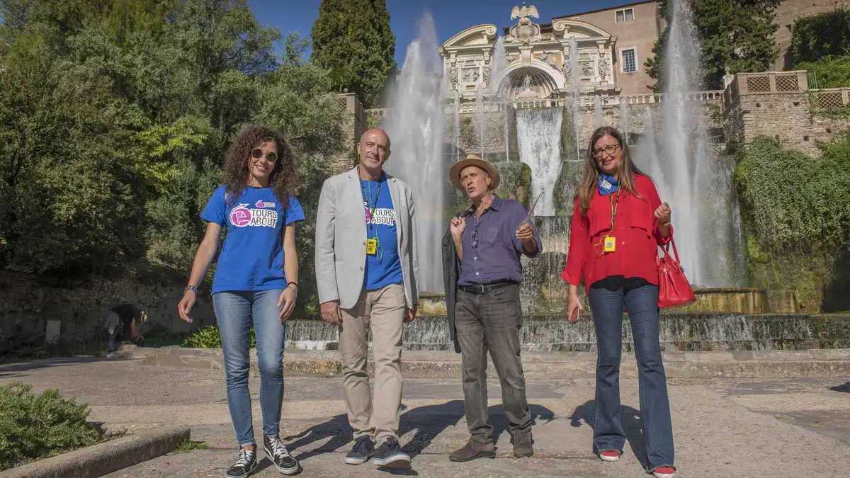 Terraced gardens and fountains of Villa d'Este on a Tivoli villas tour with lunch from Rome, Italy